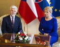 Prezidentka darovala českému prezidentovi karikatúru od neho dostala šperky