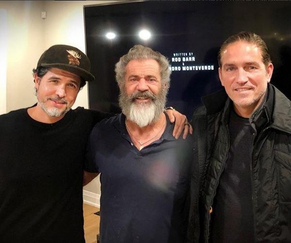 Režisér Alejandro Monteverde, Mel Gibson a Jim Caviezel.