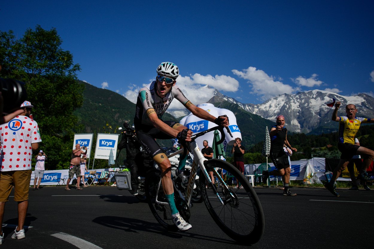 Holandský cyklista Wout Poels v stúpaní počas 15. etapy 110. ročníka cyklistických pretekov Tour de France na trati Les Gets Les Portes du Soleil - Saint-Gervais Mont-Blanc