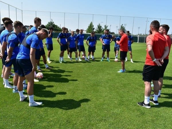 Tréning slovenskej futbalovej reprezentácie do 21 rokov.