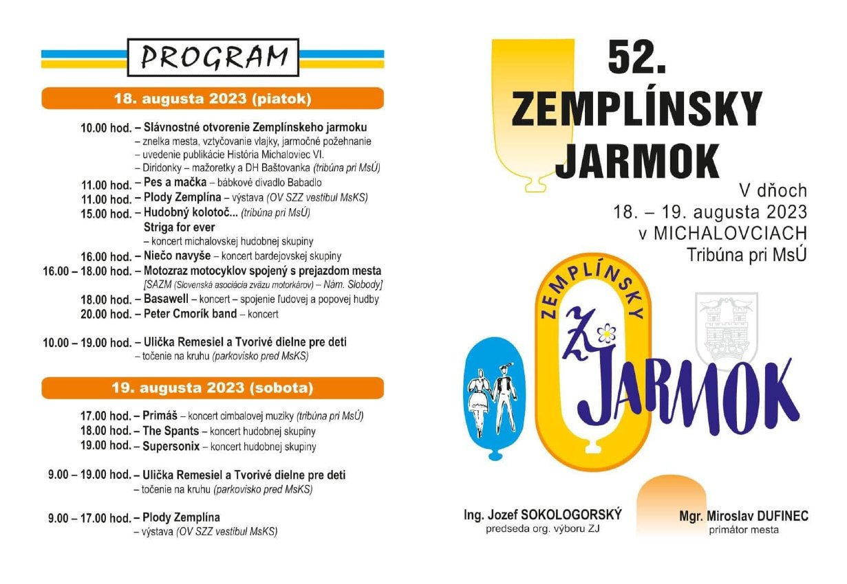 program tohtoročného Zemplínskeho jarmoka