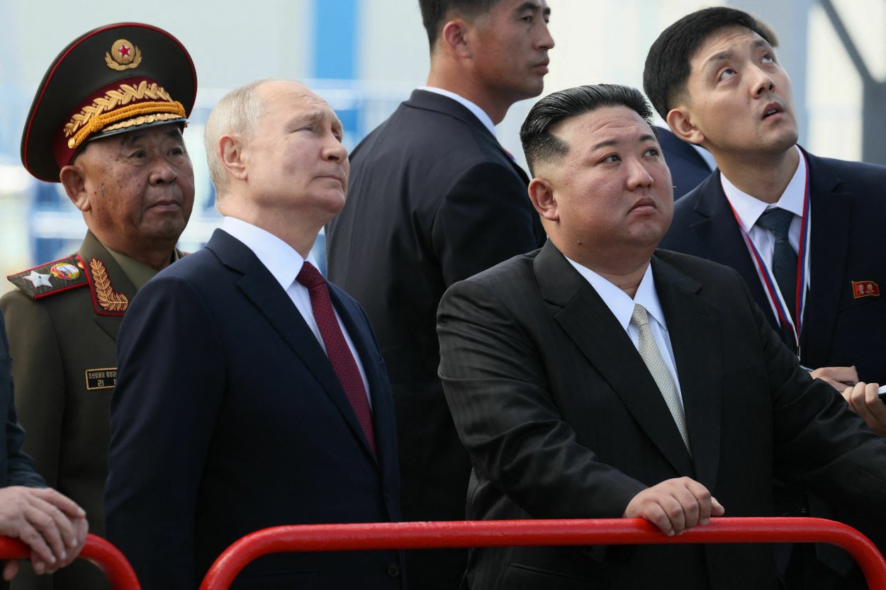 Severokórejský líder Kim Čong Un na nedávnom stretnutí s ruským prezidentom Vladimirom Putinom.