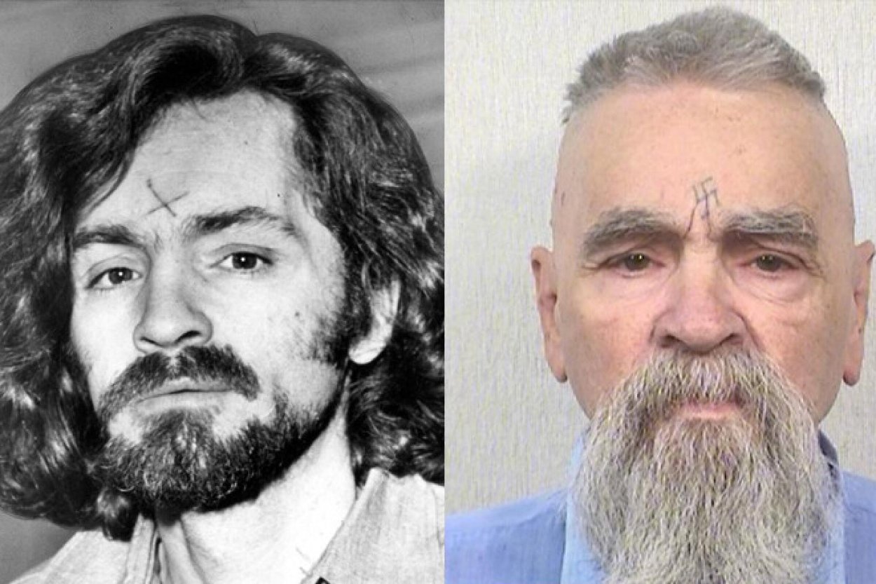 Mladý Chales Manson a jeho podoba po dekádach vo väzení. foto: Los Angeles Times