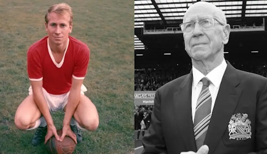 Legendárny anglický futbalista Bobby Charlton, ktorý hrával kedysi ako stredopoliar a hrotový útočník.