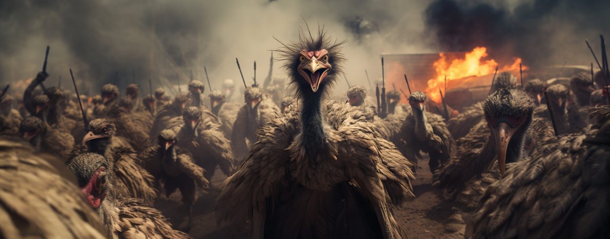 foto: Scéna z The Great Emu War, imagined by AI