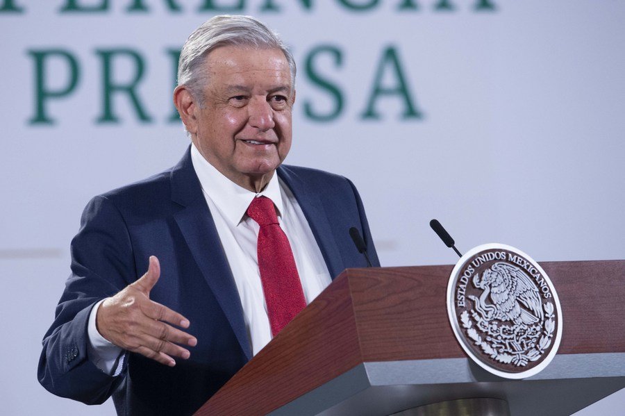 Ilustračné foto - mexický prezident Andres Manuel Lopez Obrador počas tlačovej konferencie v Mexico City v Mexiku.