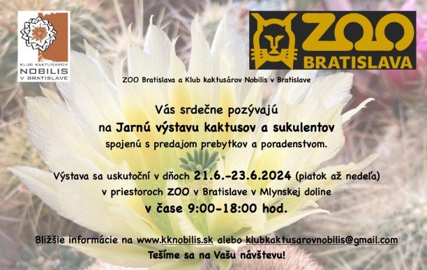 Výstava kaktusov a sukulentov v ZOO Bratislava sa bude konať 21. – 23. júna 2024.