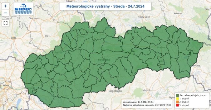 Meteorologické výstrahy na stredu