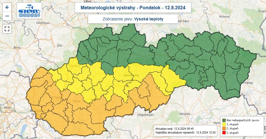 Meteorologické výstrahy na pondelok