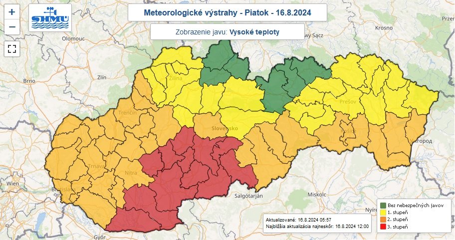 Meteorologické výstrahy na piatok