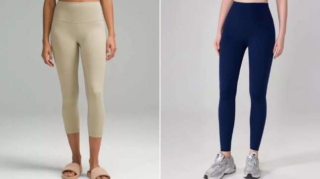 Spoločnosť Lululemon má v Číne veľa napodobňovateľov. Na ľavom obrázku je pár legín Align za 106 dolárov a na pravom je pár od konkurenčnej spoločnosti, ktorá si účtuje približne 12 dolárov.