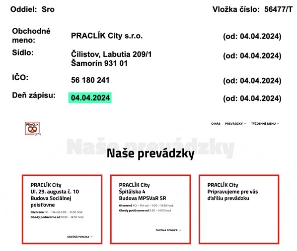 Praclikcity.sk - firma nemá žiadne iné aktivity okrem prevádzok v budovách štátu