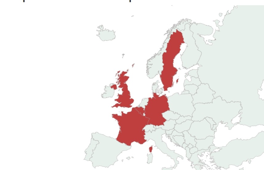 Mapka, kde sa doposiaľ v Európe zistil nový kmeň Mpox 