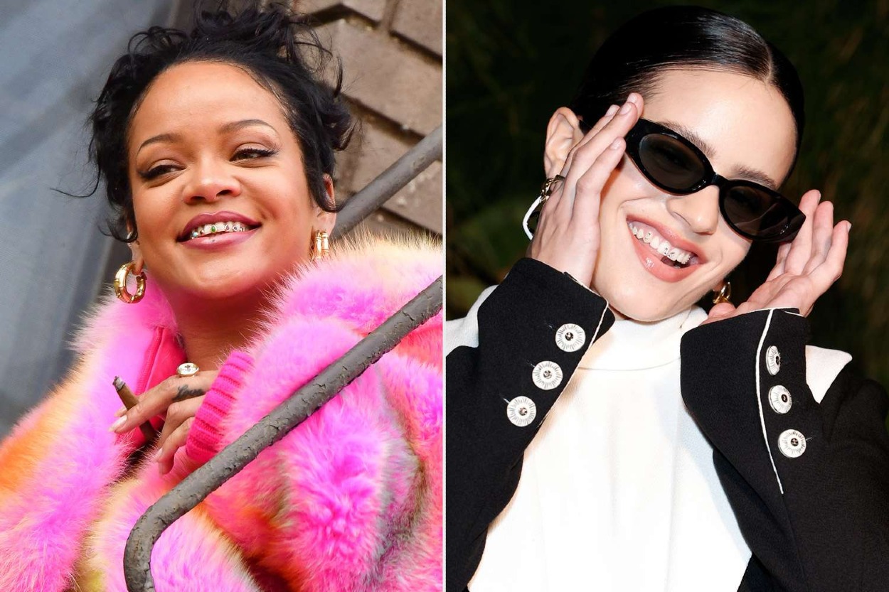 Rihanna a Rosalía tiež rady nosia drahokamy na zuboch.