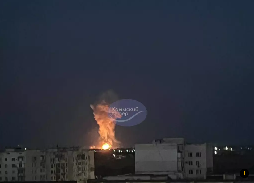 fotozáznam jedného z viacerých výbuchov na Kryme