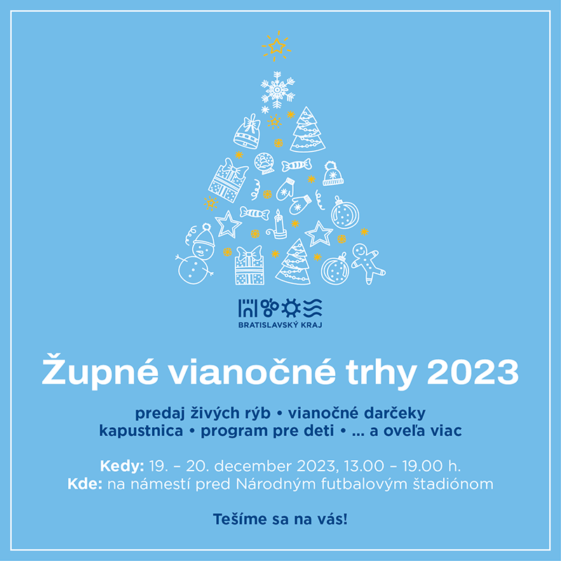 Župné vianočné trhy sa aj tento rok uskutočnia na námestí pred Národným futbalovým štadiónom od 19. do 20. decembra od 13.00 h. do 19.00 h.