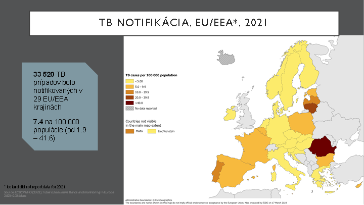 Notifikácia tuberkulózy v krajinách Európskej únie a Európskeho hospodárskeho priestoru.