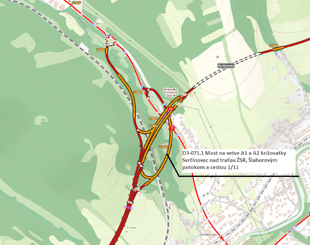 mapa čiastočnej uzávierky D3 pri moste Svrčinovec