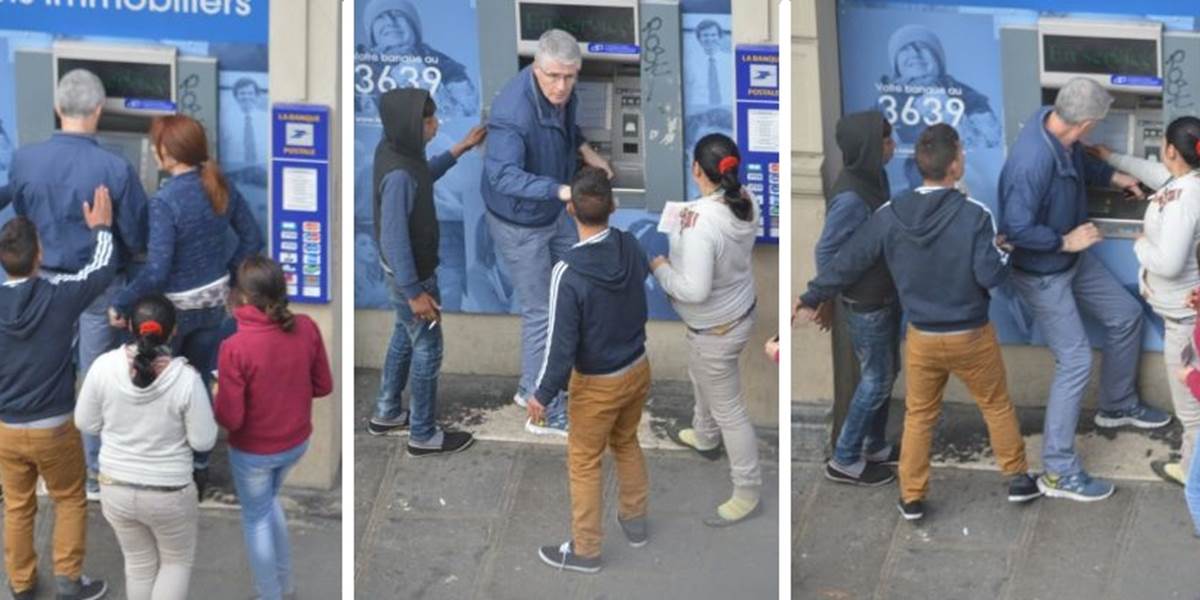 Prichytení pri čine: Gang mladých Rómov okradol turistu v Paríži priamo pri bankomate!