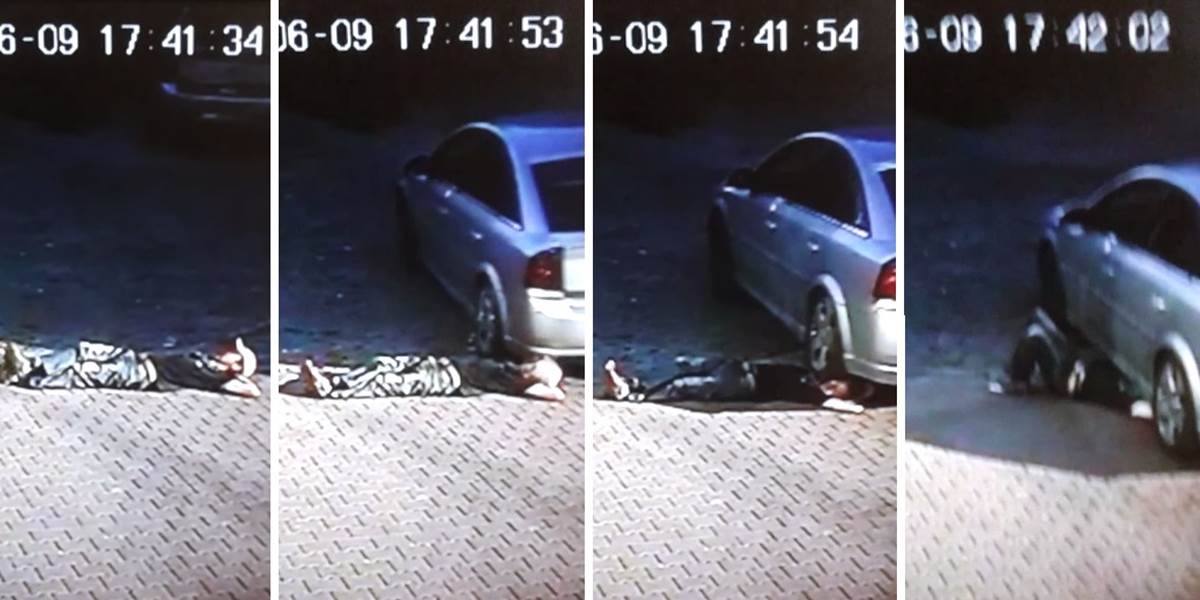 Drsné VIDEO: Spiacemu opitému Poliakovi prešiel autom po hlave, nič sa mu nestalo!