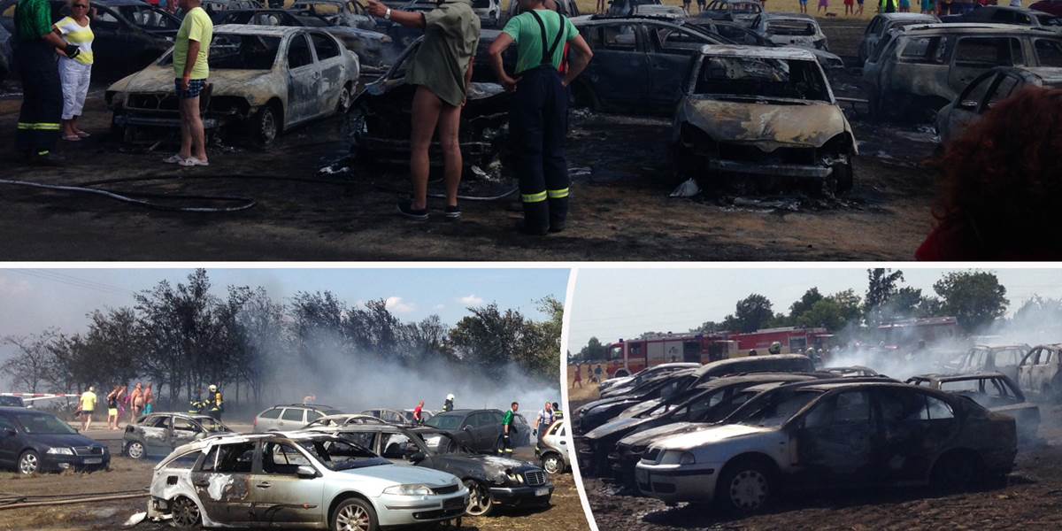 VIDEO Obrovský požiar pri Sládkovičove: Pri kúpalisku Vincov les horelo až 52 zaparkovaných áut!