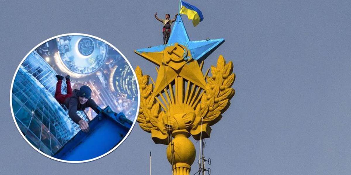 Ukrajinskú vlajku v Moskve som vyvesil ja, tvrdí 'pavúčí muž' Mustang Wanted
