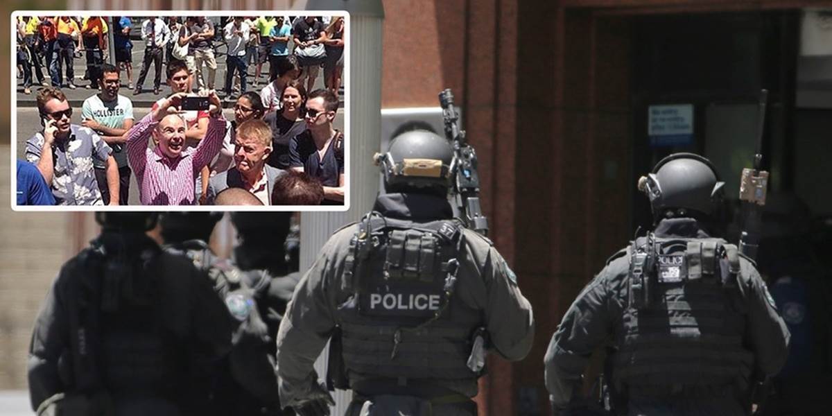 FOTO Chorá doba: Neďaleko kaviarne v Sydney, kde terorista zadržiava rukojemníkov, si ľudia robia vysmiate selfie!