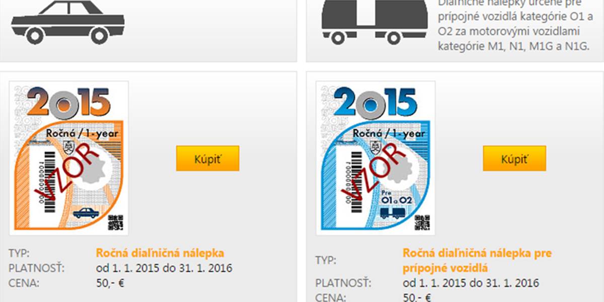 NDS začala predávať diaľničné nálepky na rok 2015