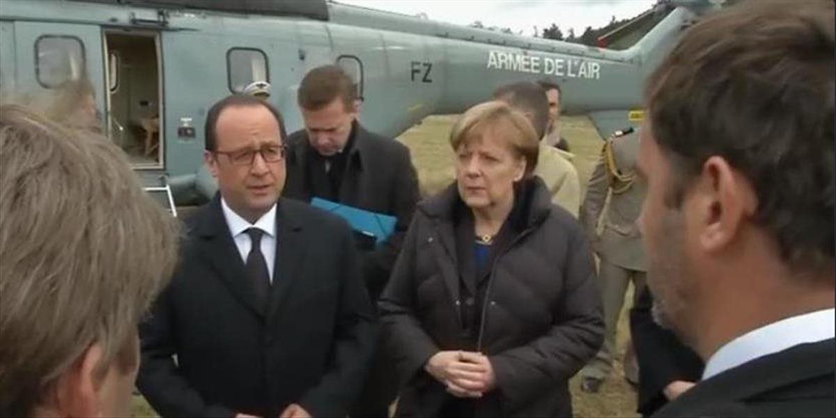 Hollande, Merkelová a Rajoy pricestovali do oblasti, kde sa zrútil airbus