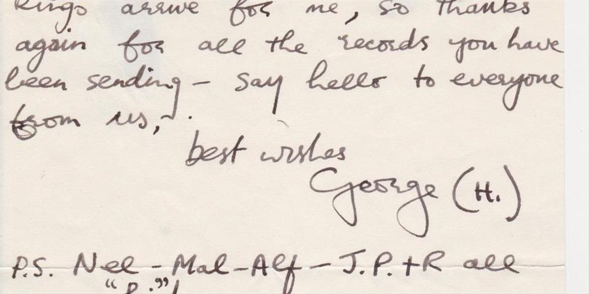 List Georgea Harrisona z roku 1966 je na predaj