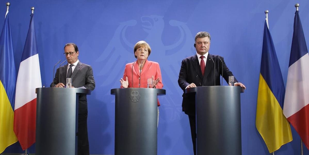 O situácii na Ukrajine rokovali dnes v Berlíne Merkelová, Hollande a Porošenko