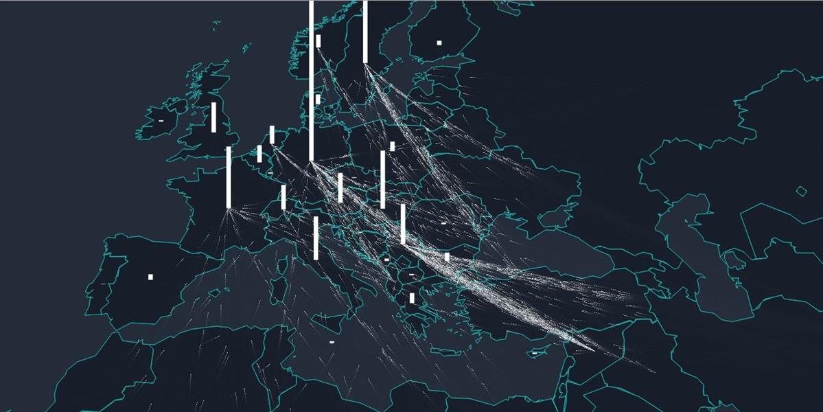 FOTO Mapa, ktorá zobrazuje prílev utečencov do Európy