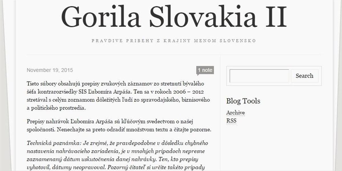 Dokument Gorila Slovakia II už preveruje inšpekčne tajná služba