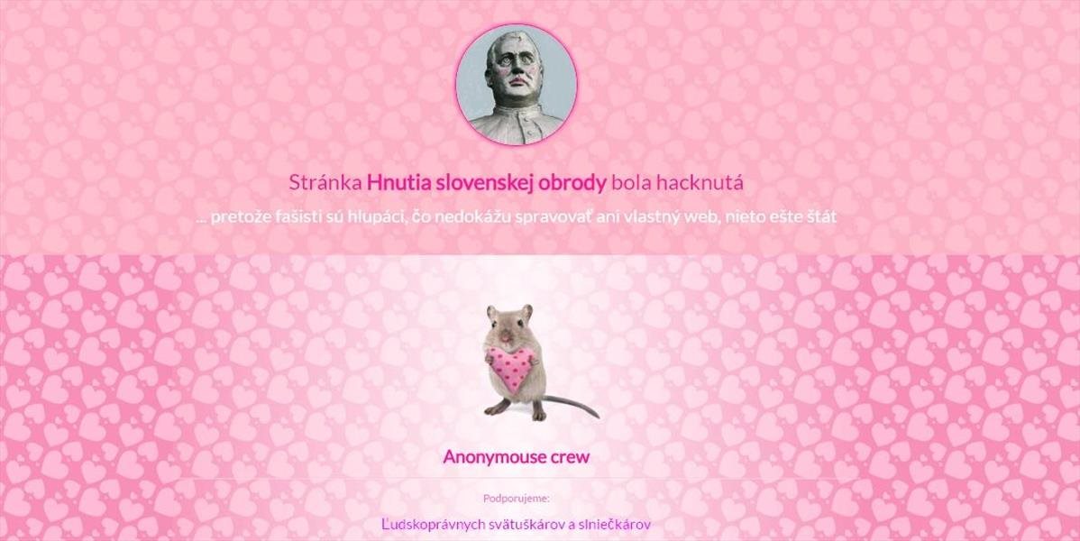 FOTO Hackeri napadli stránku fašistov: Tiso s ružovými lícami a srdiečka