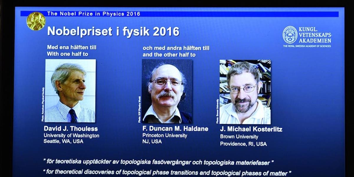 Nobelovu cenu za fyziku získali traja americkí vedci