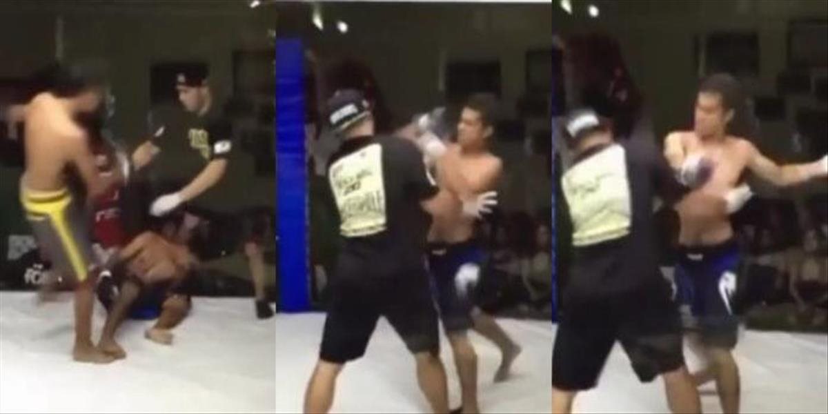 VIDEO MMA zápasník dostal knokaut, postavil sa a zaútočil na rozhodcu