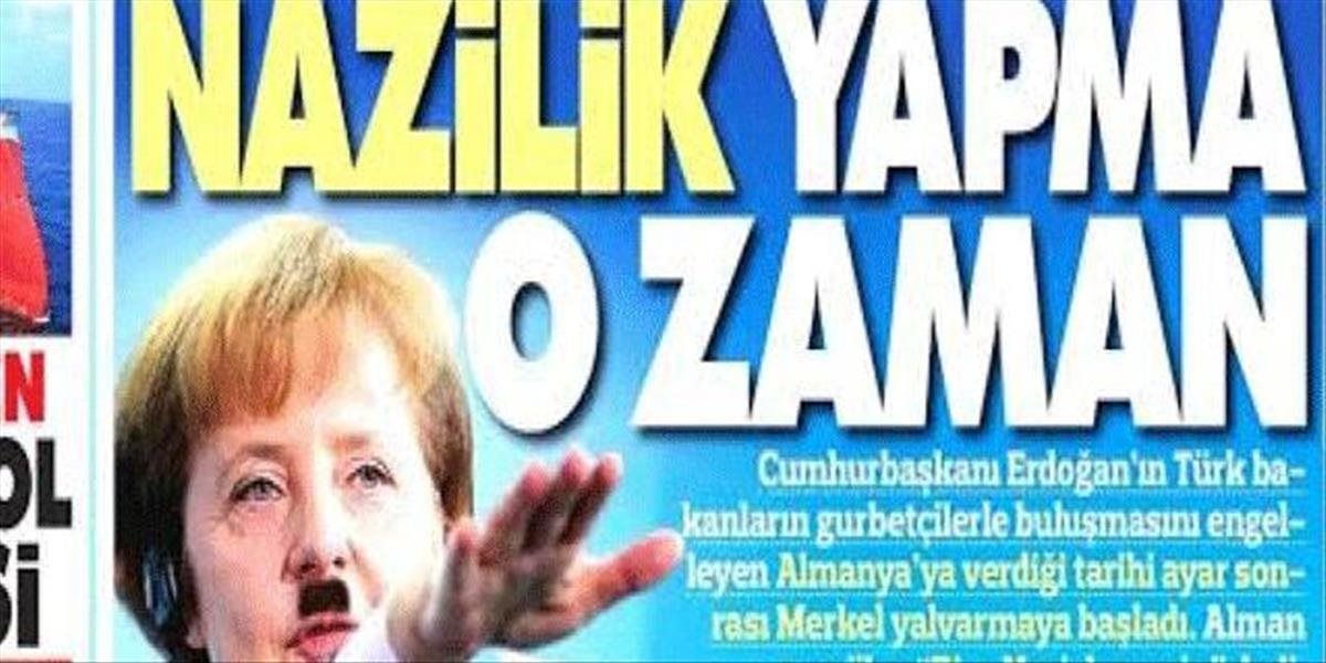 Turecký provládny denník vyobrazil Merkelovú ako pani Hitlerovú