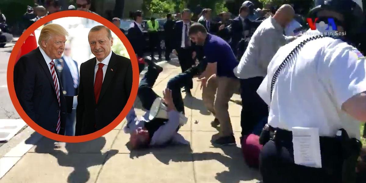 VIDEO+FOTO Návšteva tureckého prezidenta v USA sa skončila bitkou medzi jeho ochrankou a demonštrantmi