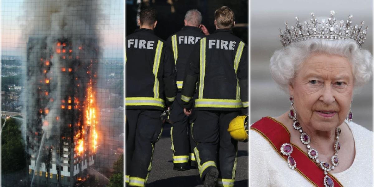 Kráľovná Alžbeta II. vzdala hold záchranárom a hasičom, ktorí zasahovali pri požiari budovy v Londýne