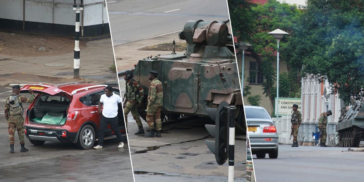 AKTUALIZOVANÉ FOTO Vojaci v Zimbabwe obsadili sídlo štátnej televíznej stanice ZBC, zadržiavajú prezidenta Roberta Mugabeho
