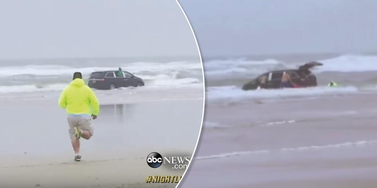 VIDEO Keď zbadal auto s deťmi, ktoré mizlo vo vlnách, neváhal a bežal na pomoc