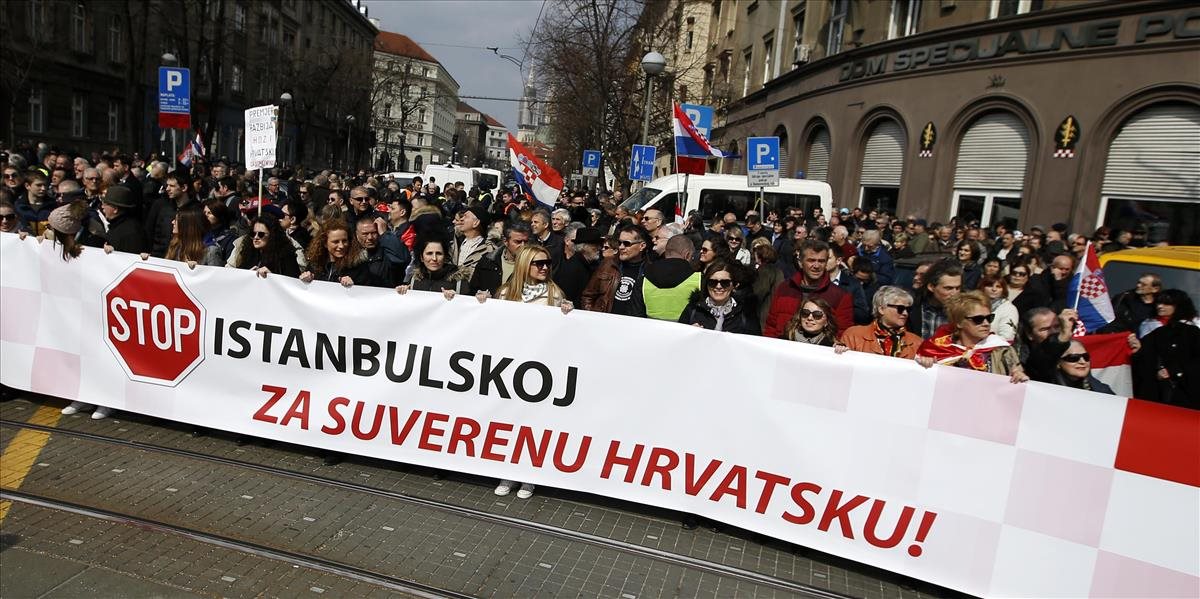 Tisícky Chorvátov protestovali proti ratifikácii Istanbulského dohovoru