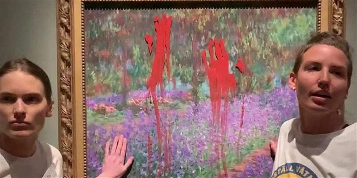 Klimatické aktivistky rozotreli farbu na Monetov obraz v Štokholme