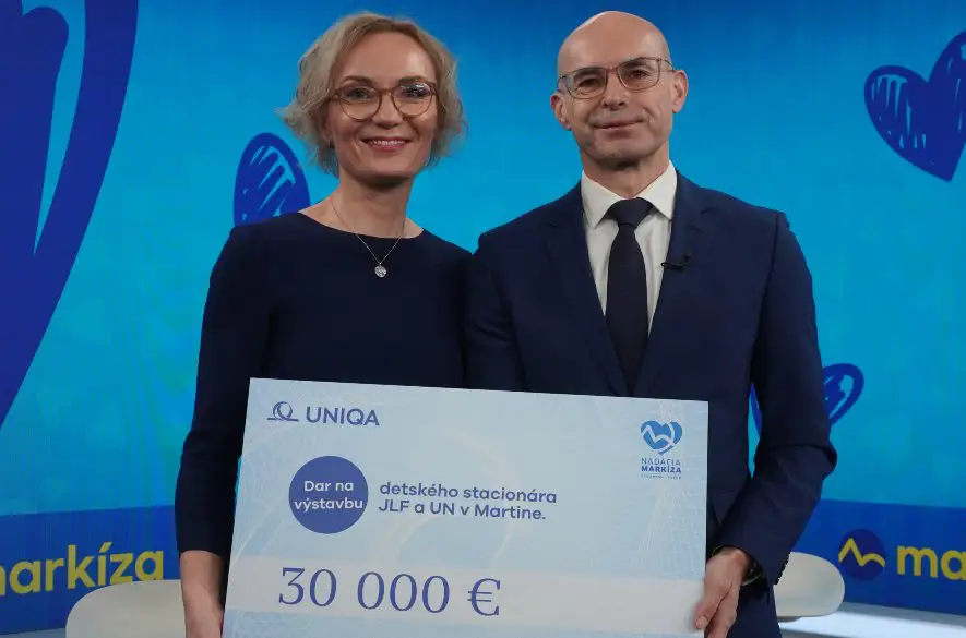 Spoločnosť UNIQA prispela sumou 30 000 eur na vybudovanie detského psychiatrického stacionára v Martine