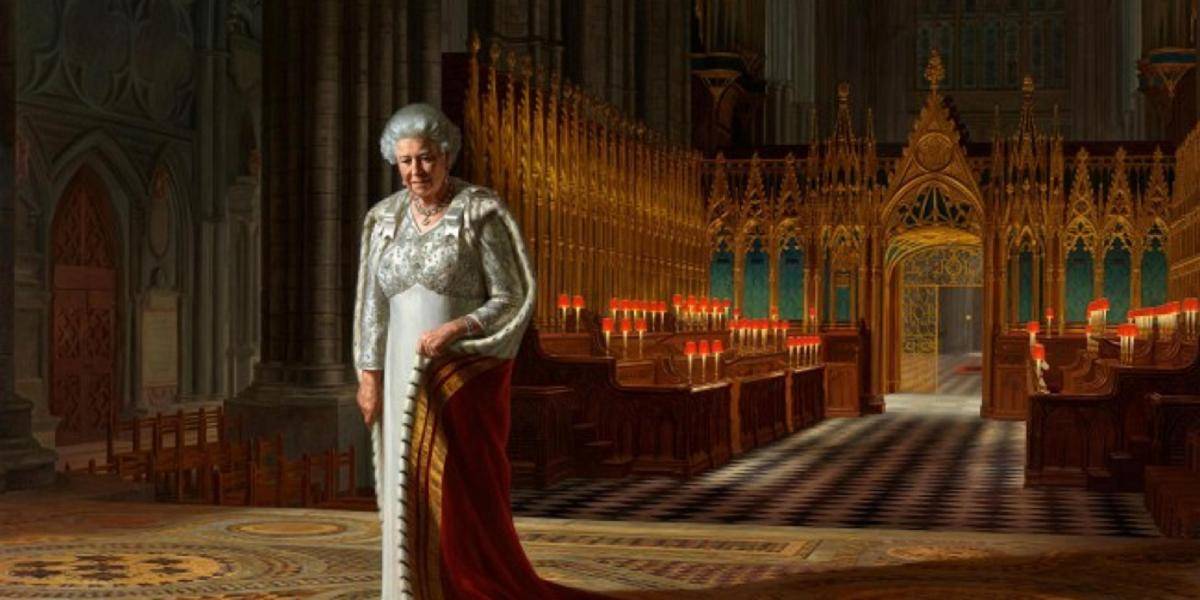 Návštevník výstavy poškodil sprejom portrét britskej kráľovnej Alžbety II.