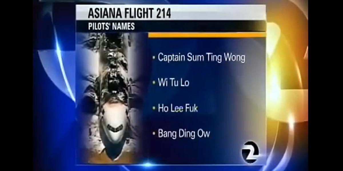 V televízii zosmiešnili mená pilotov Asiana Airlines!