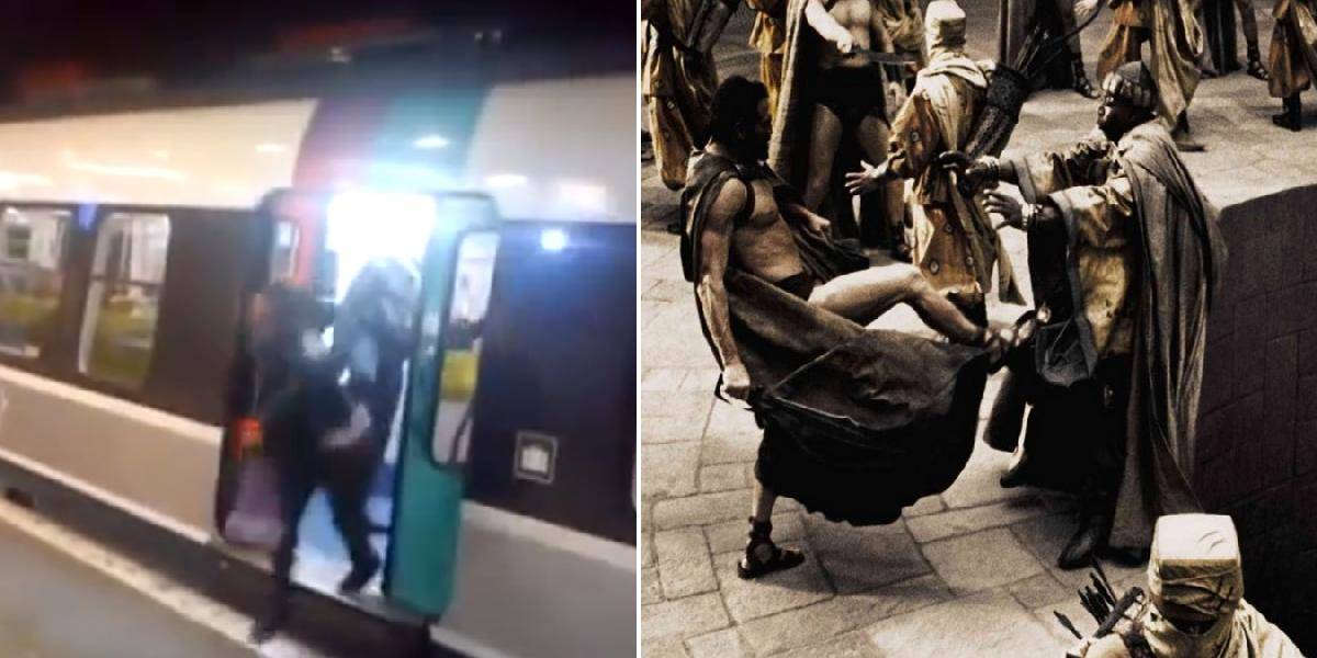 VIDEO Toto je Sparta: Muž vykopol ženu, ktorá blokovala dvere vlaku!
